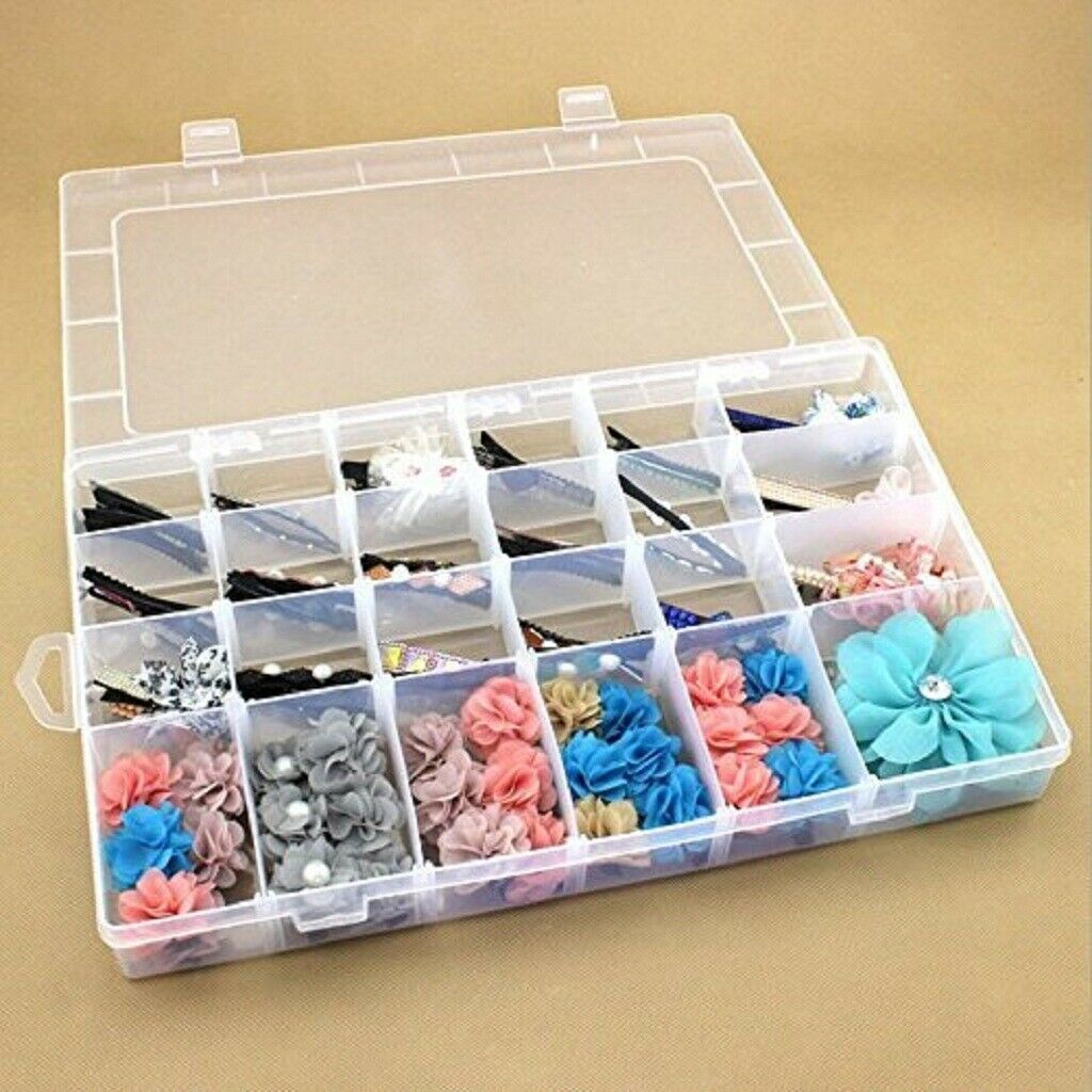 52x Clear Plastic Organizer Container Storage Box for Nail Tip Jewelry Beads