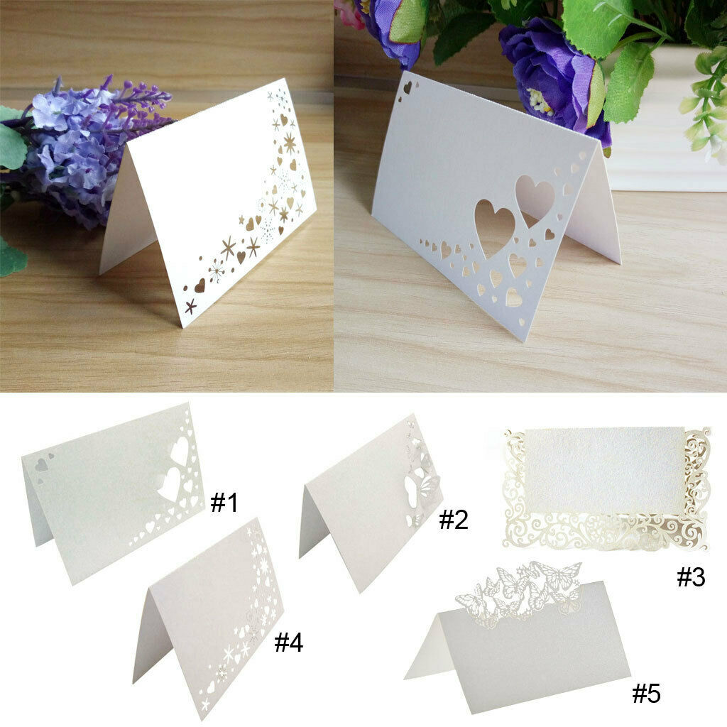 50 Butterflies  Cut Name Place Cards Wedding Guest Table Cards White