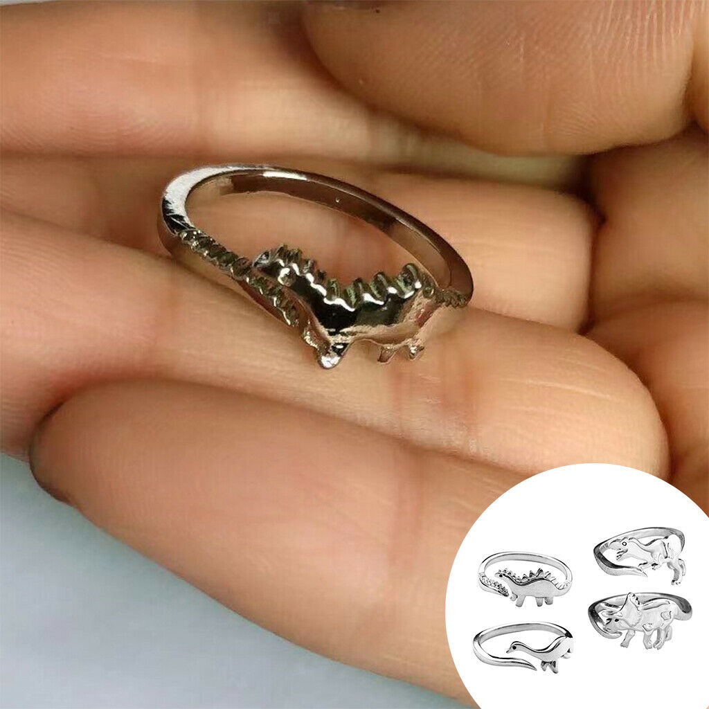 4-Pack Stylish Alloy Rings Dinosaur Theme Accessory for Women Men Halloween