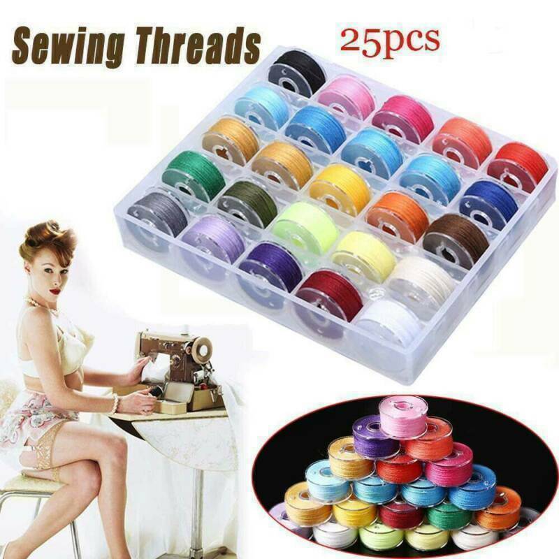 25X Sewing Machine Bobbins Thread Spools With Cotton Threads for Sewing Machine