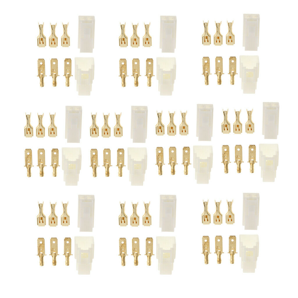 10x Car Male Female 3 Way Pin 6.3mm Locking Connectors Plug & Socket