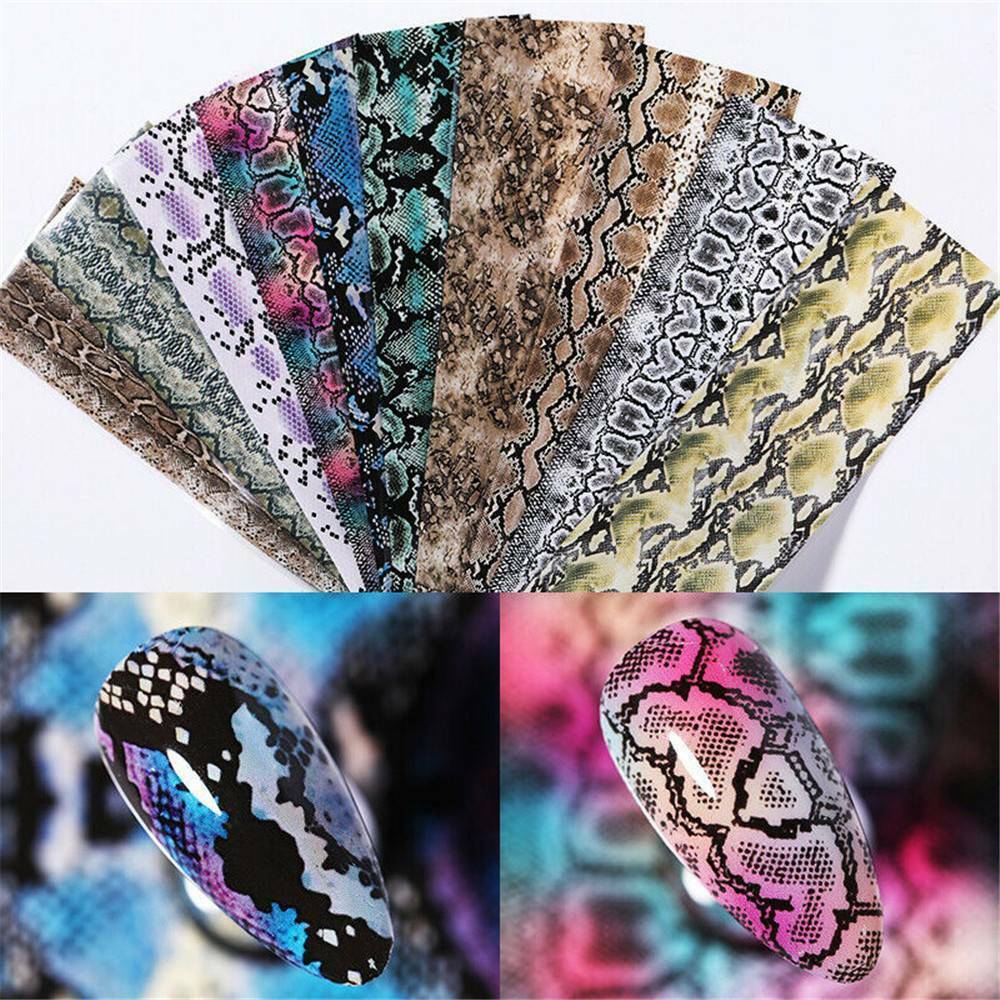 10 Sheet Nail Foils Serpentine Nail Art Transfer Stickers Decals Decoration AU