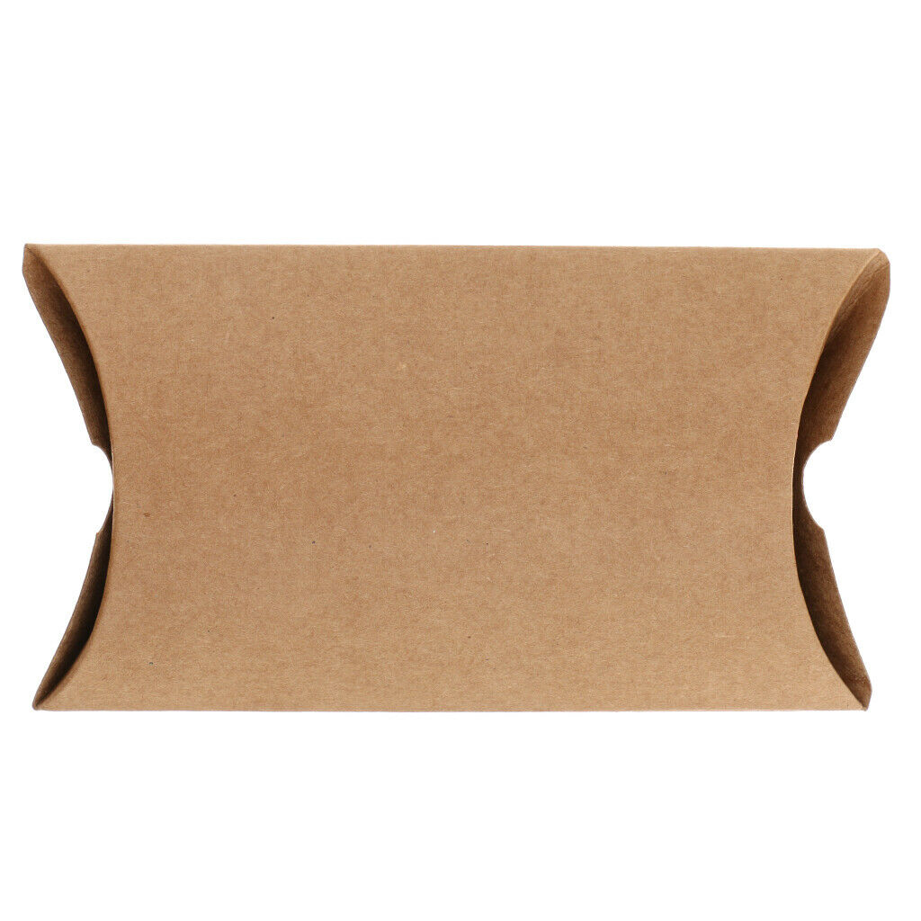 Pack of 50 Pillow Shaped Kraft Gift Boxes, 5.9 x 2.95 inch Pillow Candy Boxes