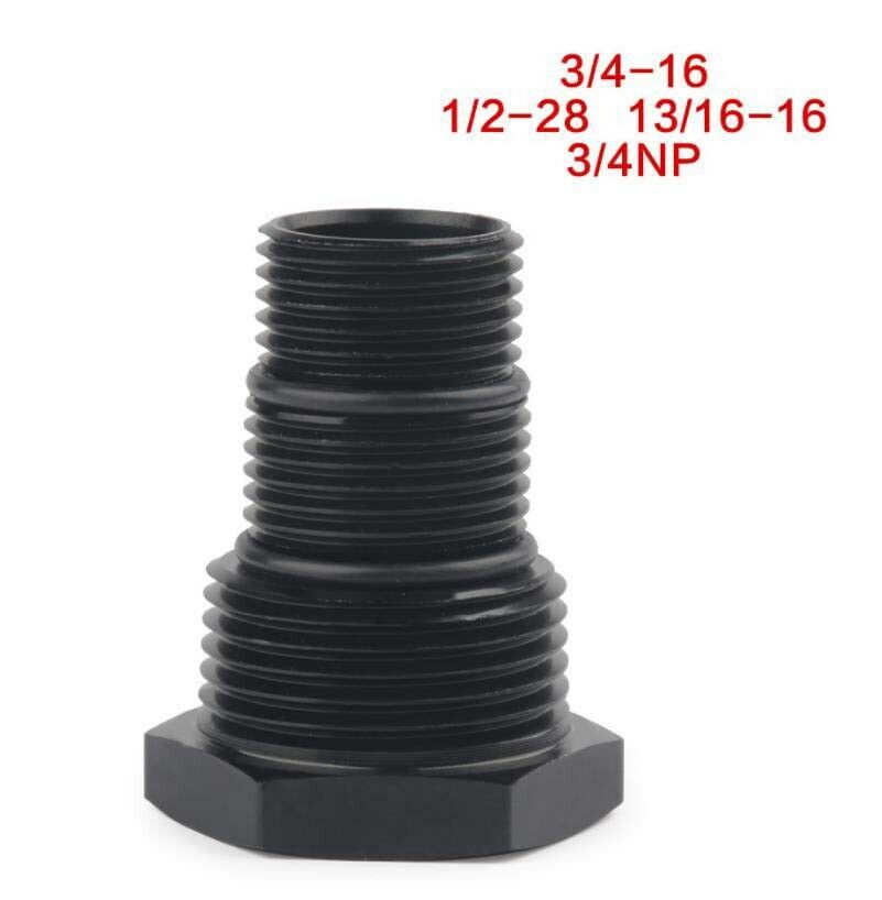 Black 1/2-28 to 3/4-16, 13/16-16, 3/4NPT Automotive Threaded Oil Filter Adapter
