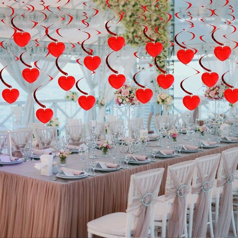 36PCS Valentine's Day Hanging Heart Swirls Decoration, Red Heart Hanging DecZ9X3