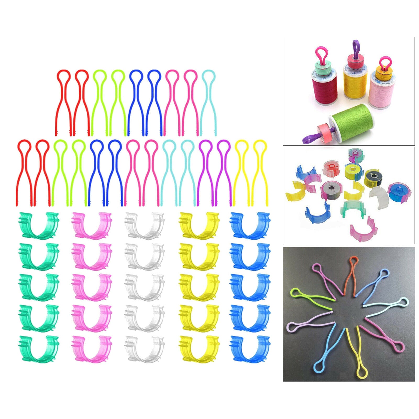 50Pcs Spool Bobbin Holder Clips Thread Spool Hugger Tangling Prevention Tool Set