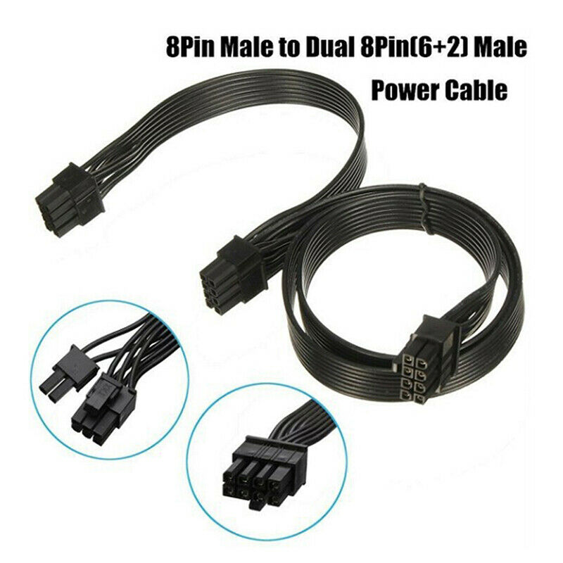 1PC PCI Express 8pin To Dual 6+2Pin Power Supply Cable PCIE 8 Pin 1 To 2 .l8
