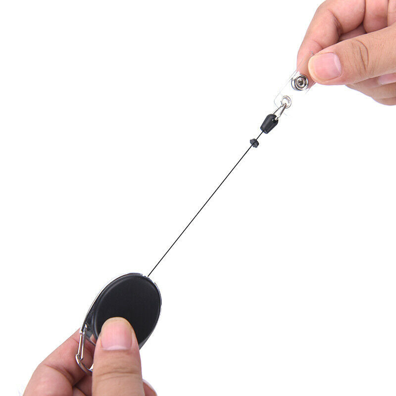 1 X Retractable Pull Badge Reel Zinc Alloy ABS ID Lanyard Name Tag Card B.l8
