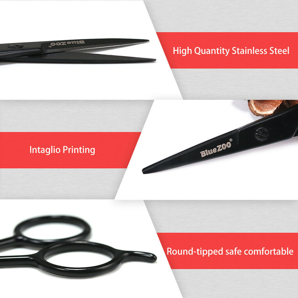 1 Set Men Beard Mustache Styling Scissors with Comb and PU Bag Kits Black