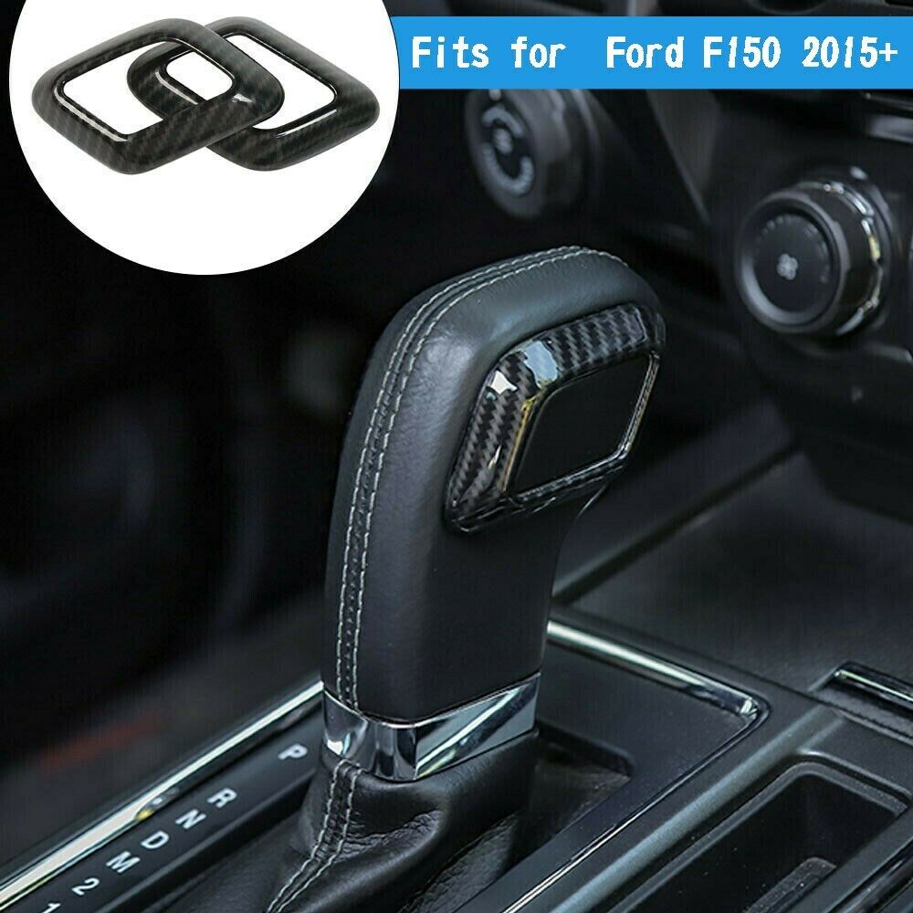 Carbon Fiber Gear Shift Knob Ring Trim Cover For Ford F150 2015+ AV CN