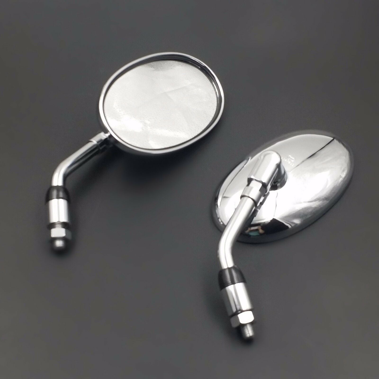 10mm Big Oval Side Rearview Mirror Motorcycle Street Bike Cruiser Chopper Custom