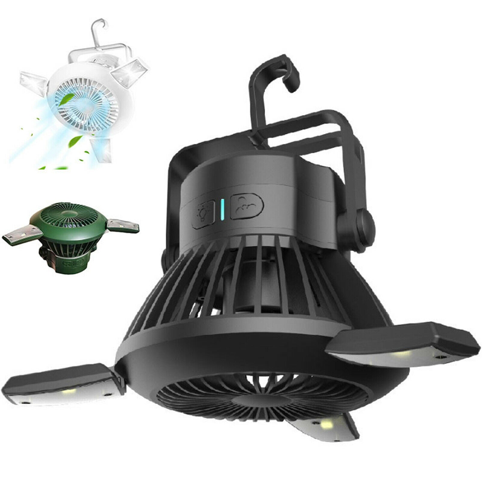 2 in 1 Camping Fan with LED Lights Solar Fan USB Home Office Desk Lantern