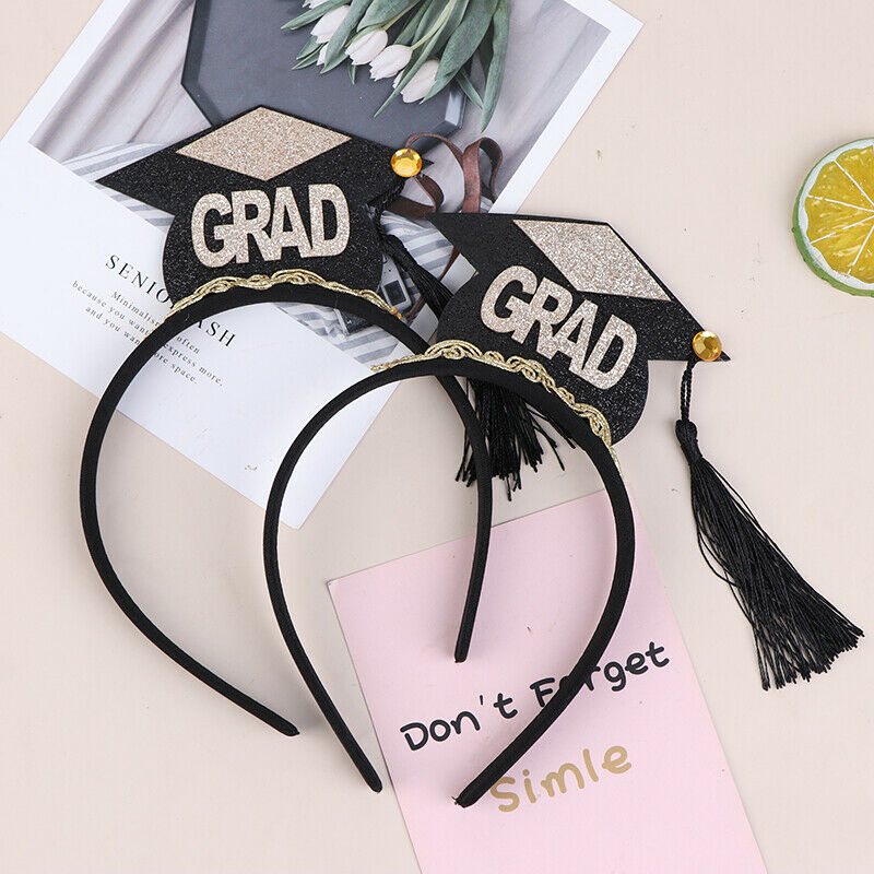 2pcs Graduation Hat Mini Tassel Hat Headband Chic Hair Hoops Stylish Head.l8