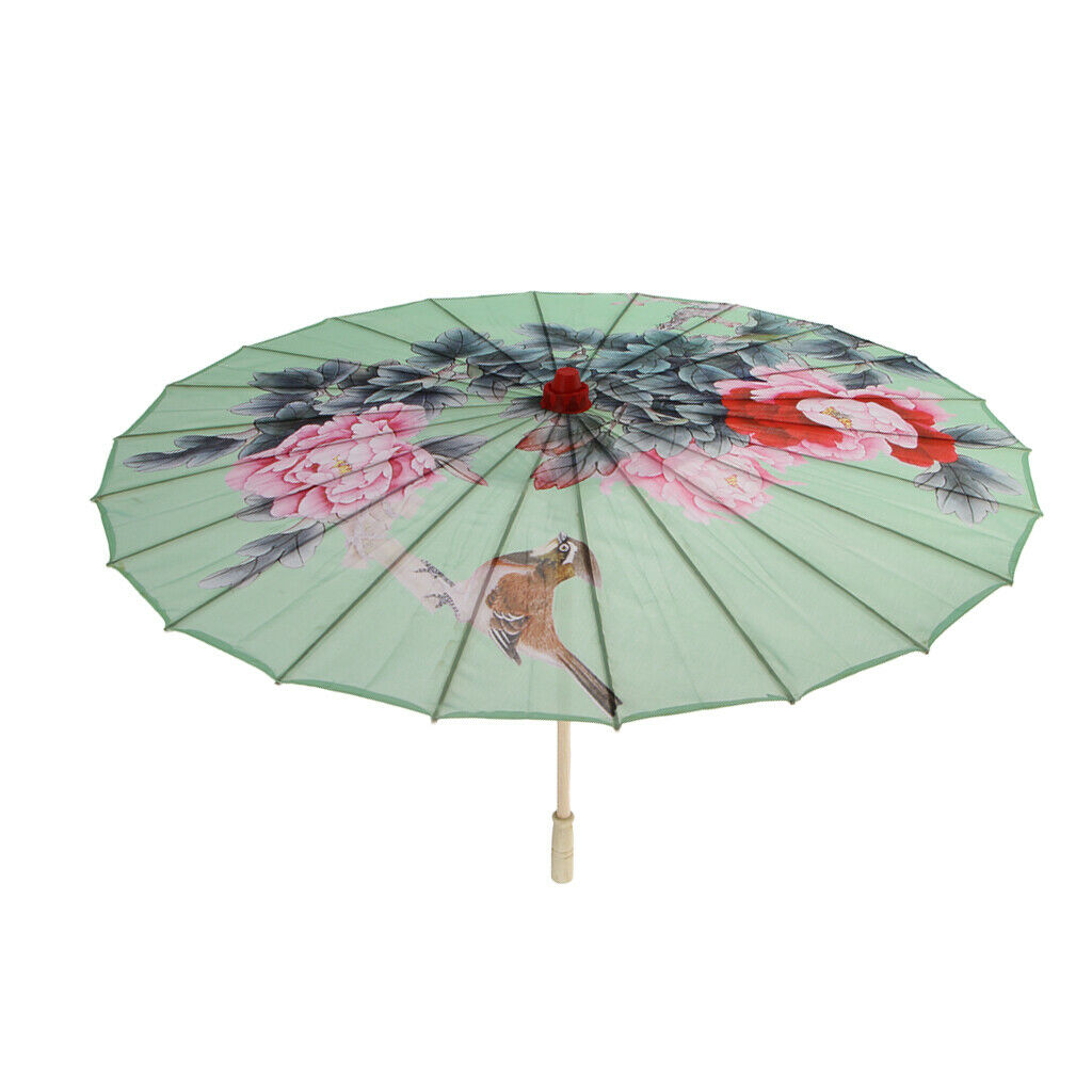 Silk Parasol (33-Inch, Peony) - Chinese/Japanese Paper Umbrella for Weddings and