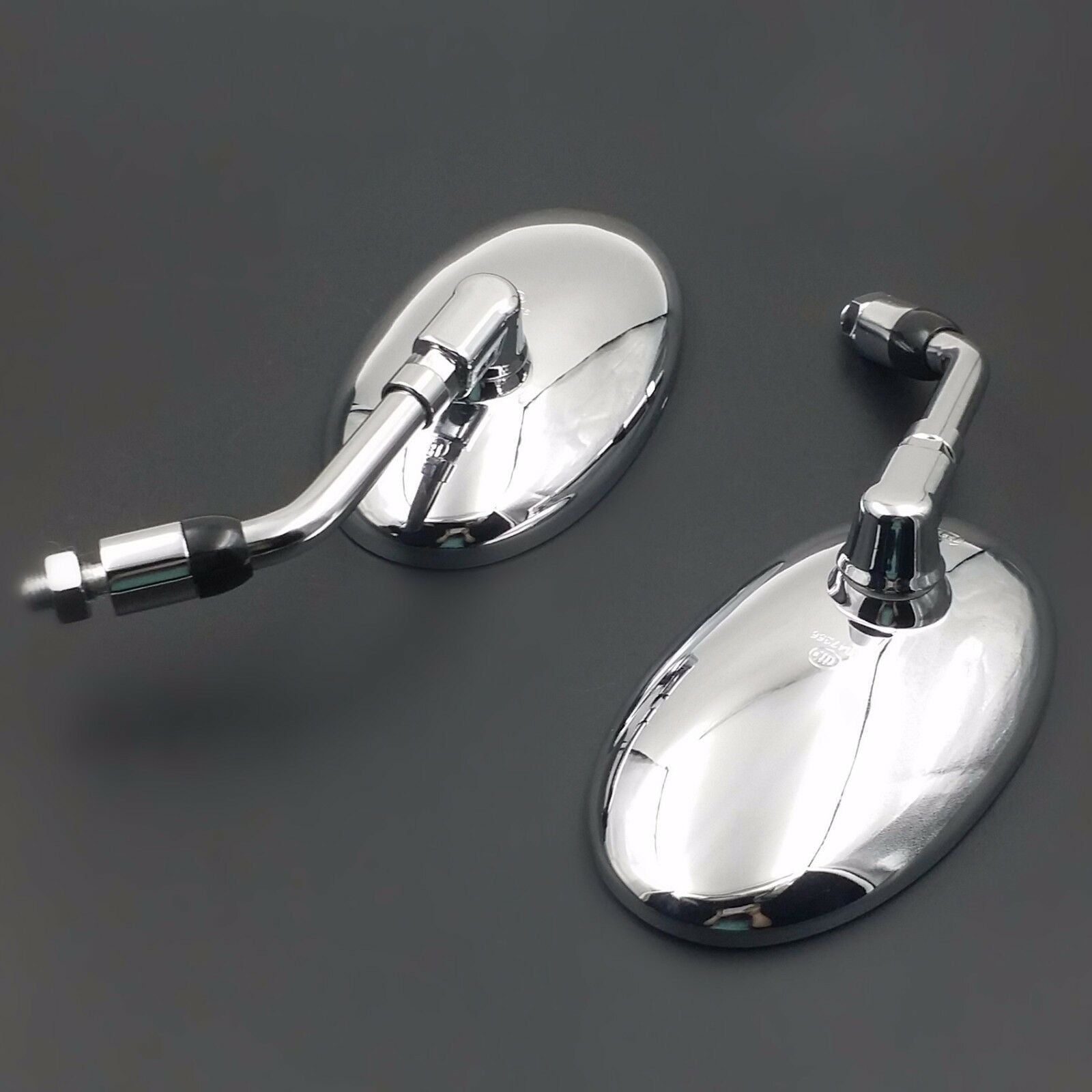 10mm Big Oval Side Rearview Mirror Motorcycle Street Bike Cruiser Chopper Custom
