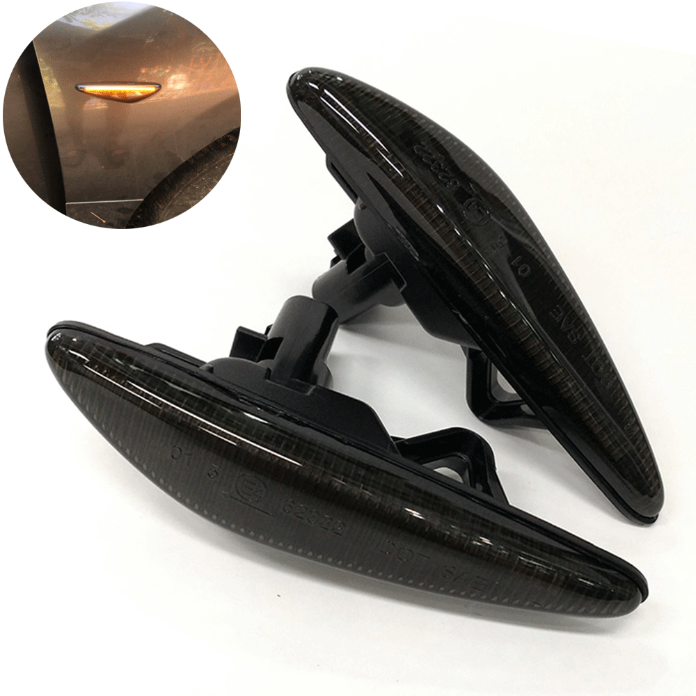 2pcs Sequential Amber LED Front Side Marker Light Smoked Lens For Mazda MX-5 RX8