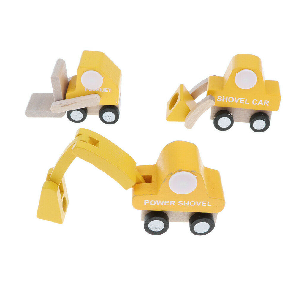 Wooden Urban Vehicle Set for Children - 12 Pieces, Truck, Bus, School Bus,