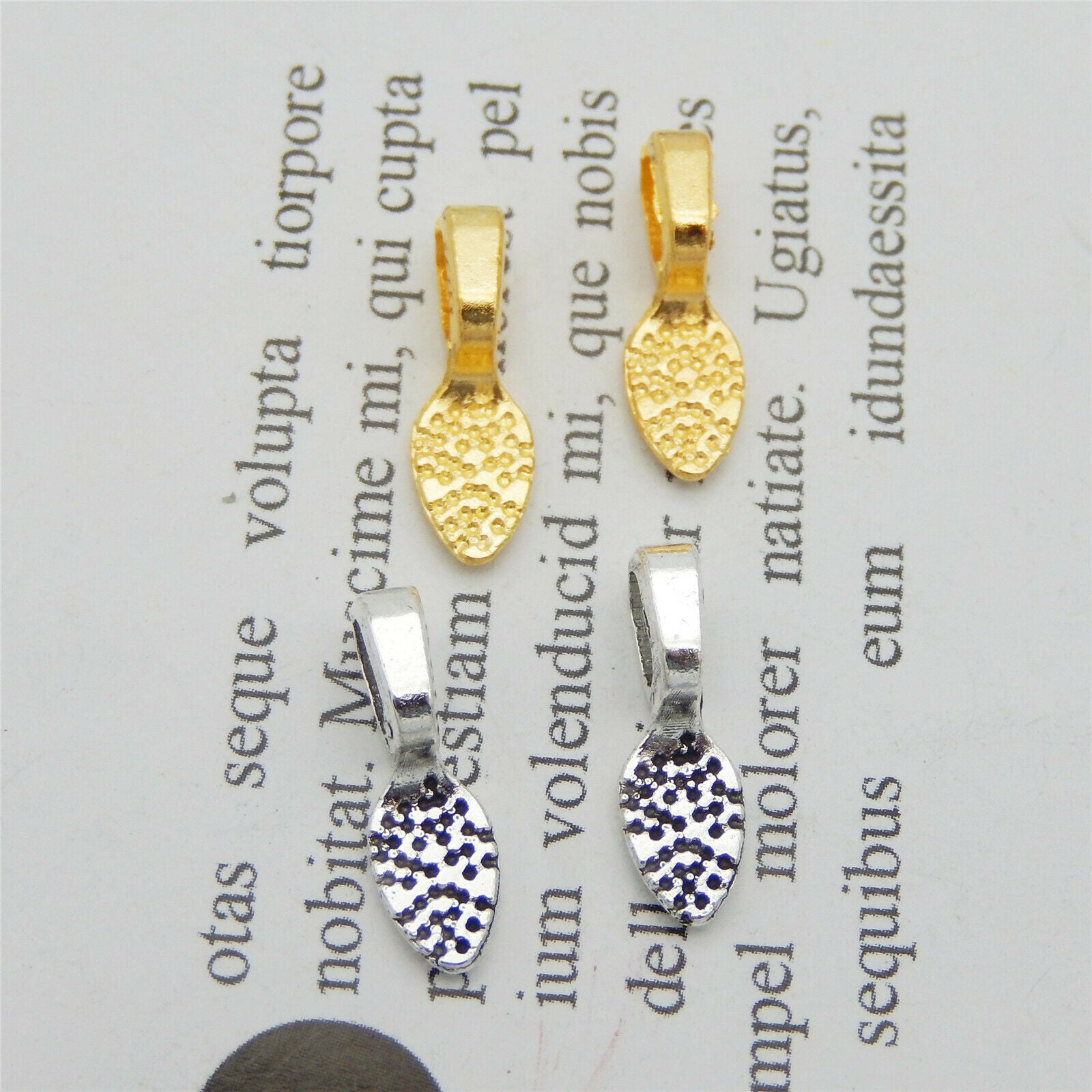 80 pcs Glue On Bails Metal Alloy For Pendant Jewelry Making Connectors 15*5mm