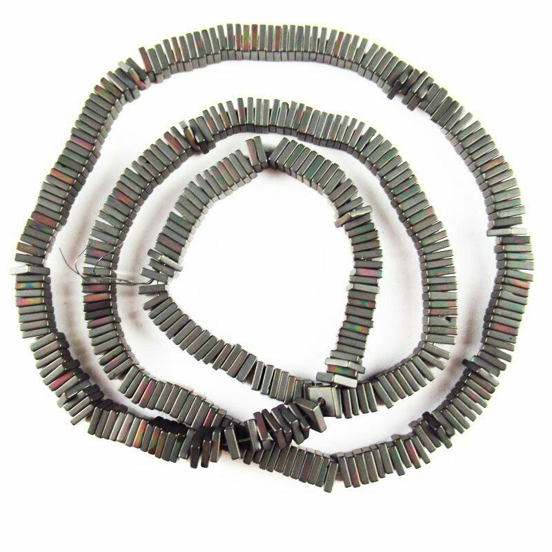 4x4x1mm Black Rainbow Frosted Hematite Square Loose Bead 15.5 " 28g A-456TS