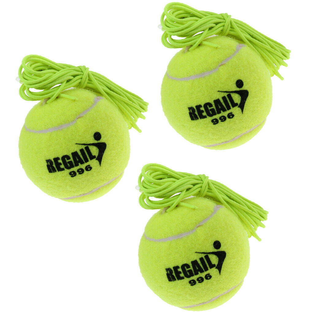 3PCS Single Tennis Trainer Training Practice Replacement Balls with Elastic Rope