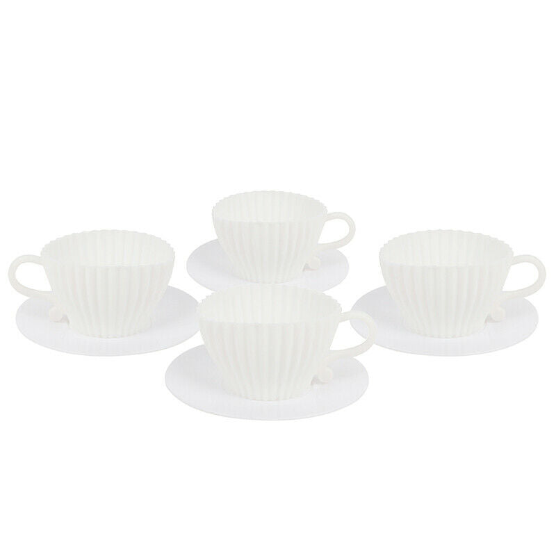 4Set Silicone Cupcake Cups Muffin Baking Cake Tea Teacup Mold Baking Suppl FdDF