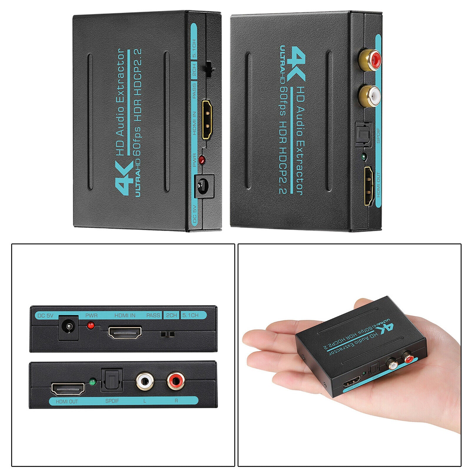 4K HD HDMI 2.0 Audio Extractor Splitter Converter High Resolution Premium