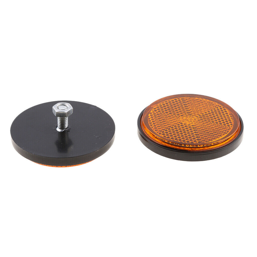 4 Pairs Universal Motorcycle Round Reflector 2 Mounted Amber Red & Orange