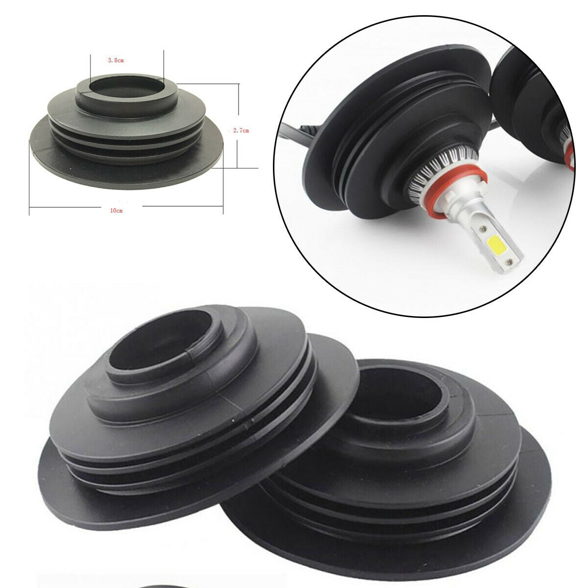 2PCS Headlight Dust Cover For HID LED Conversion Kit Bulb Seal Cap Universal