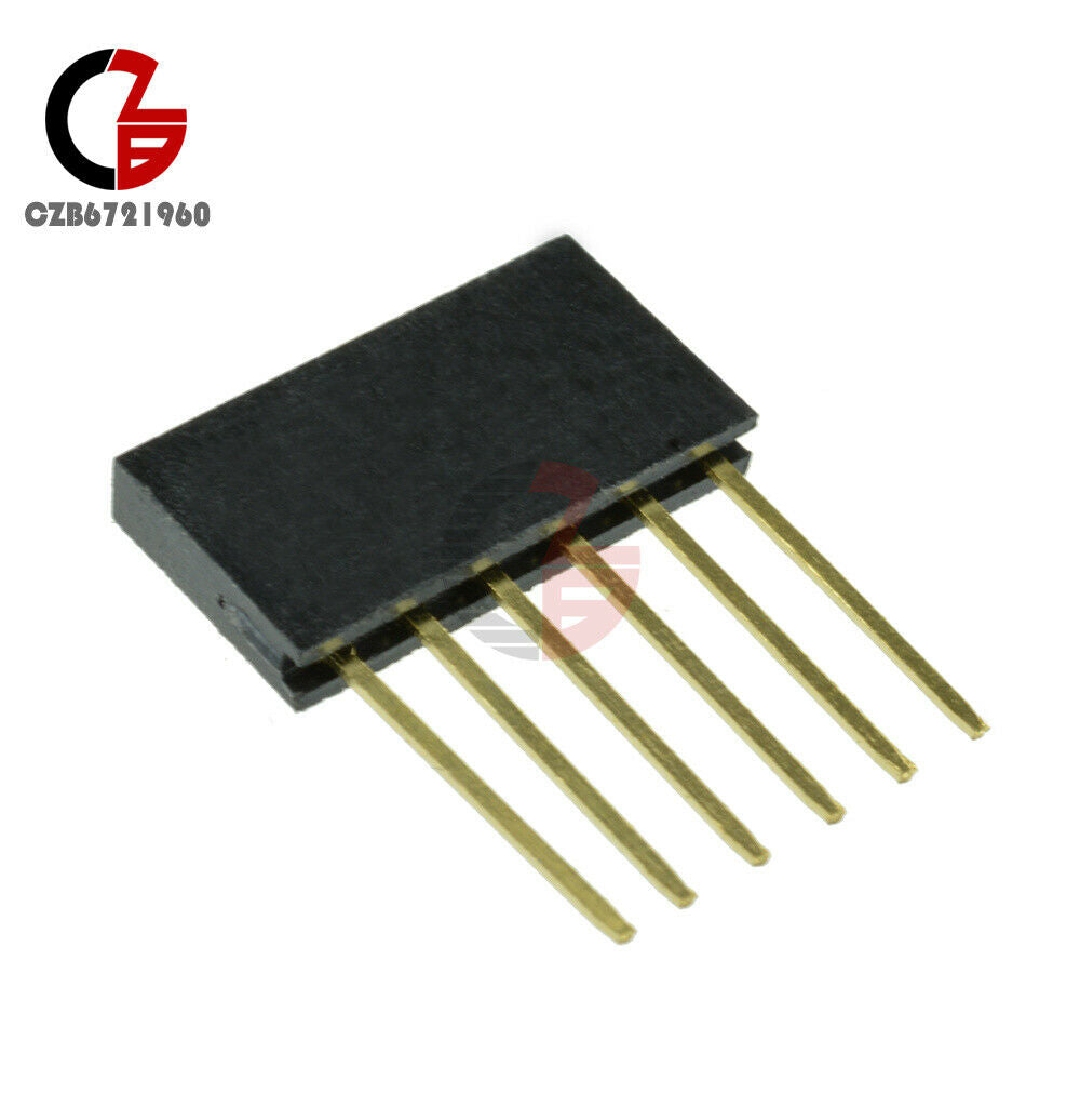 100pcs 6 Pin Single Row Stackable Shield Female Header 2.54mm Pitch Fit Arduino
