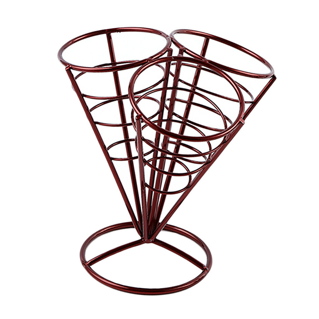 French Fry Stand Cone Basket Holder for Fries Fish Chips Appetizers Red