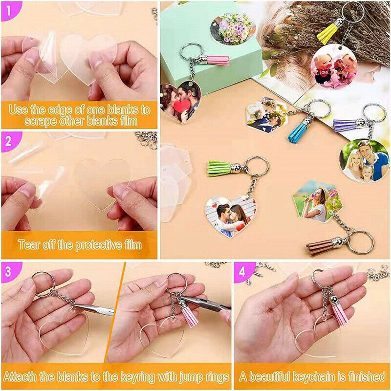 Acrylic Keychain Blank Transparent Ornament Pendants and Round Keychain Tass JY