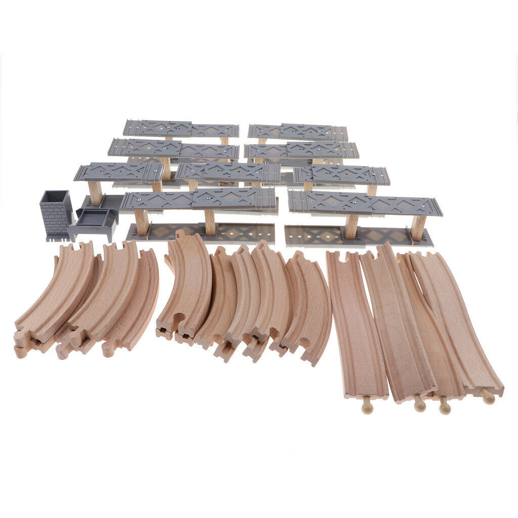 Wooden City Spiral Track Trains Building Accessories for Kids DIY Toys