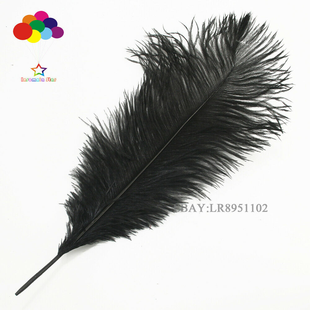 100 Pcs Black Ostrich Feather Plume 6-8" for weddings Events Birthday parties