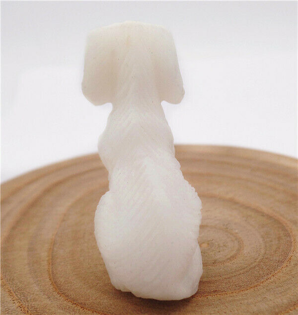 42g 54x34x21mm Natural White Jade Carved Dog Decoration Statue Home Decor HH7747