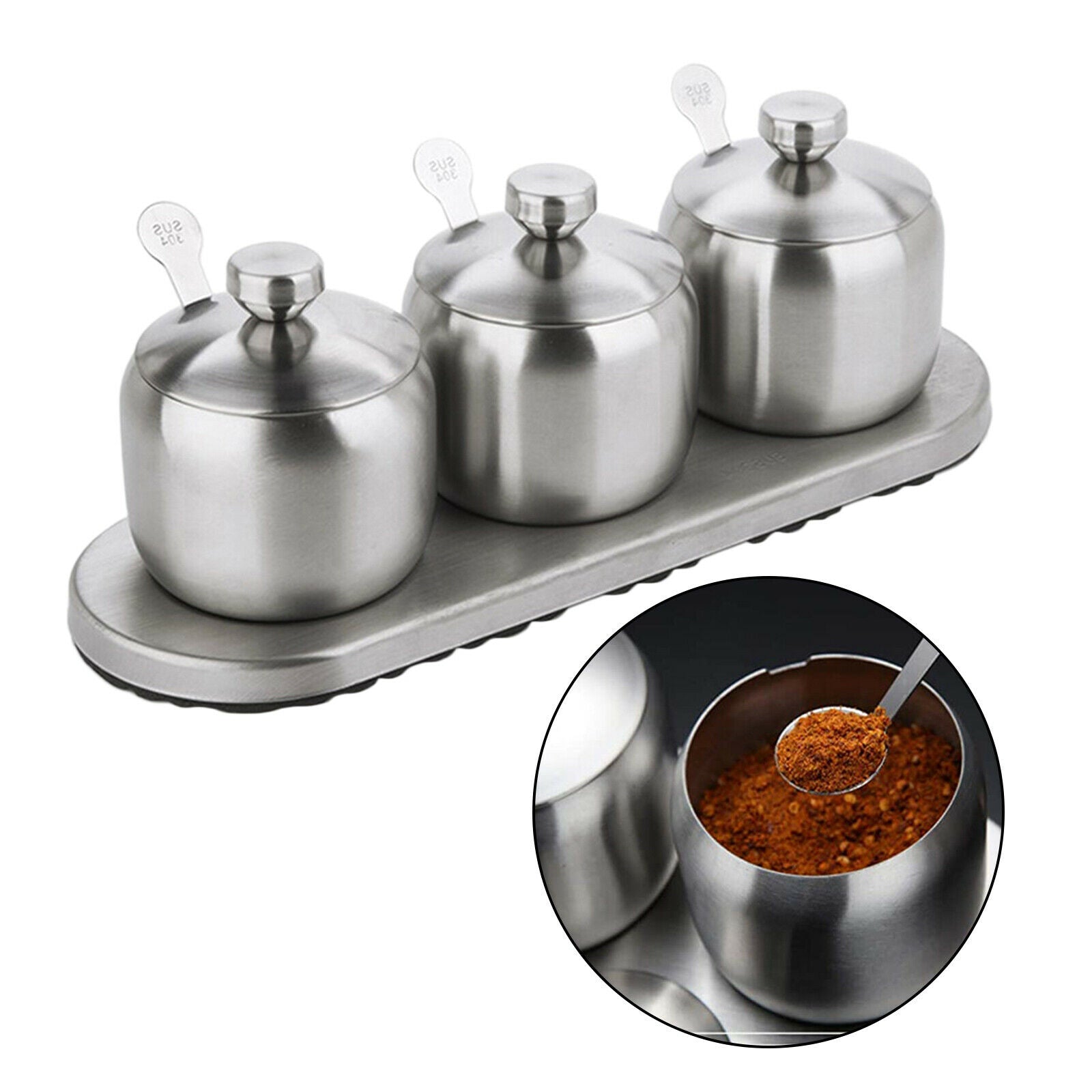 Stainless Steel Seasoning Containers Set Spice Jar Spice Rack Condiment