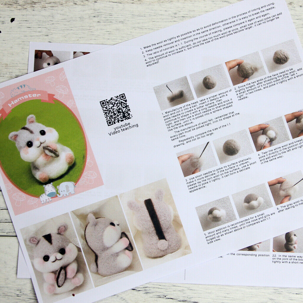 Cute Hamster Dog Needle Felting Starter Kits Felting Wool Needles Hand Crafts