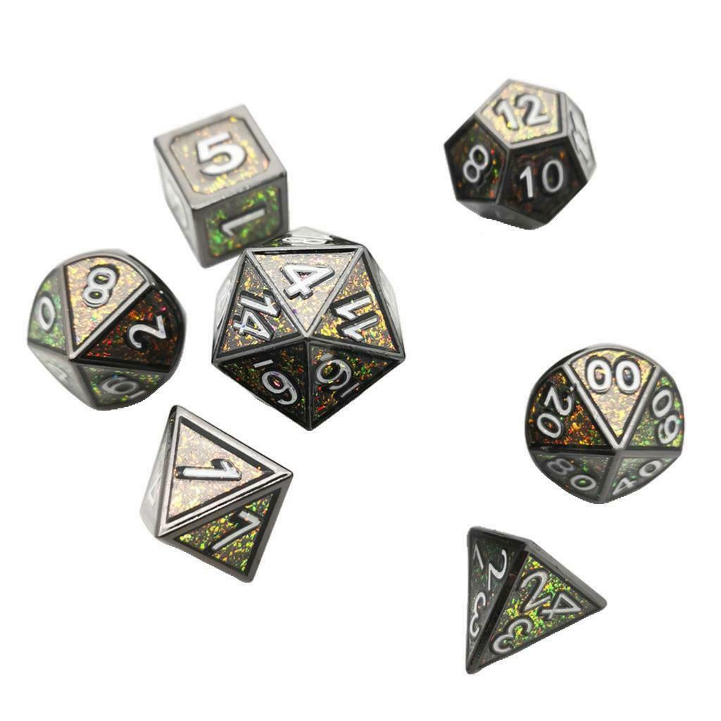 7Pc Metal Multi Side Dice Set D4 D6 D8 D10 D12 D20 for Board Game Toys #4