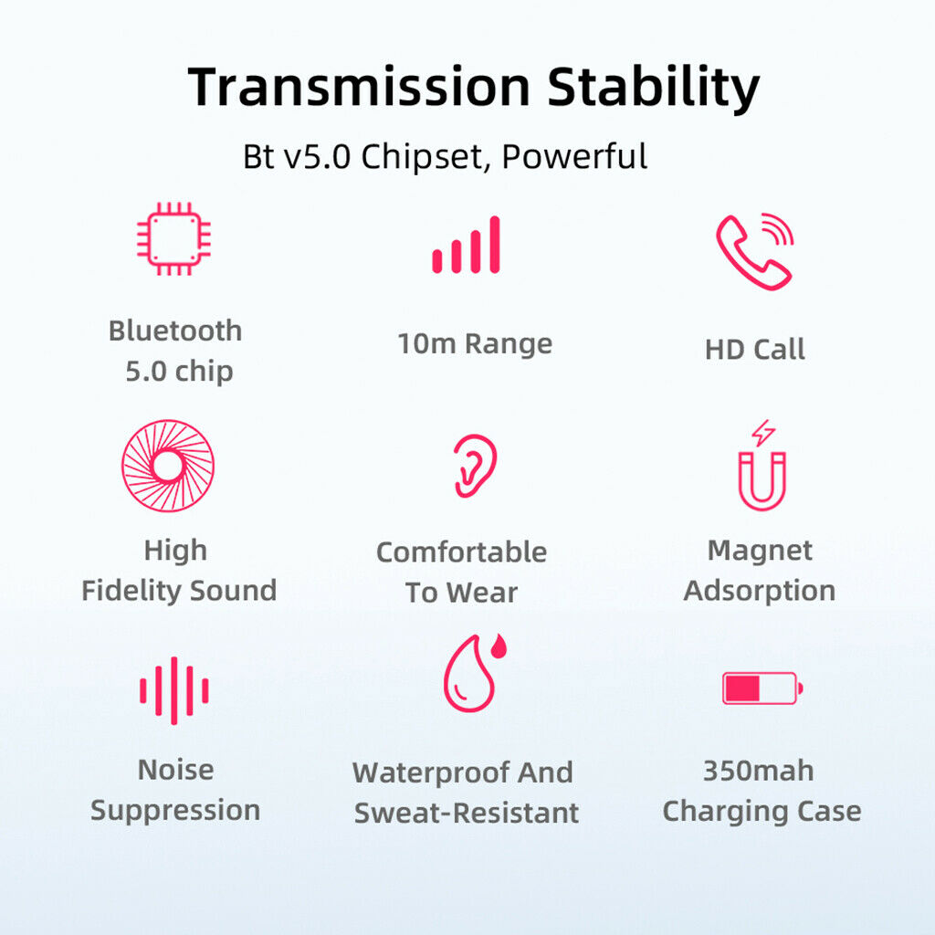 Wireless Earbuds Bluetooth 5.0 Earphones Deep Bass Stero Sound Mini Headsets