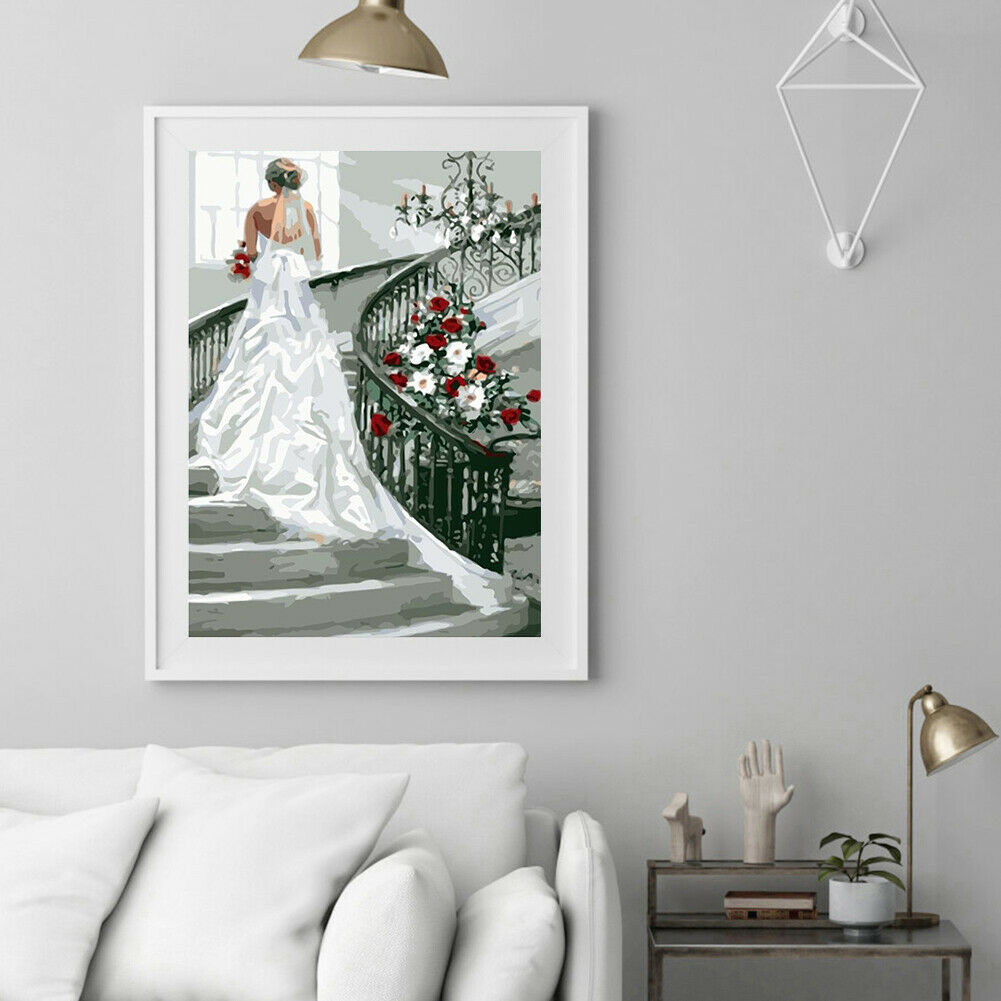 Unframed The Bride in the Stairs Oil Painting Picture By Number Canvas Art @