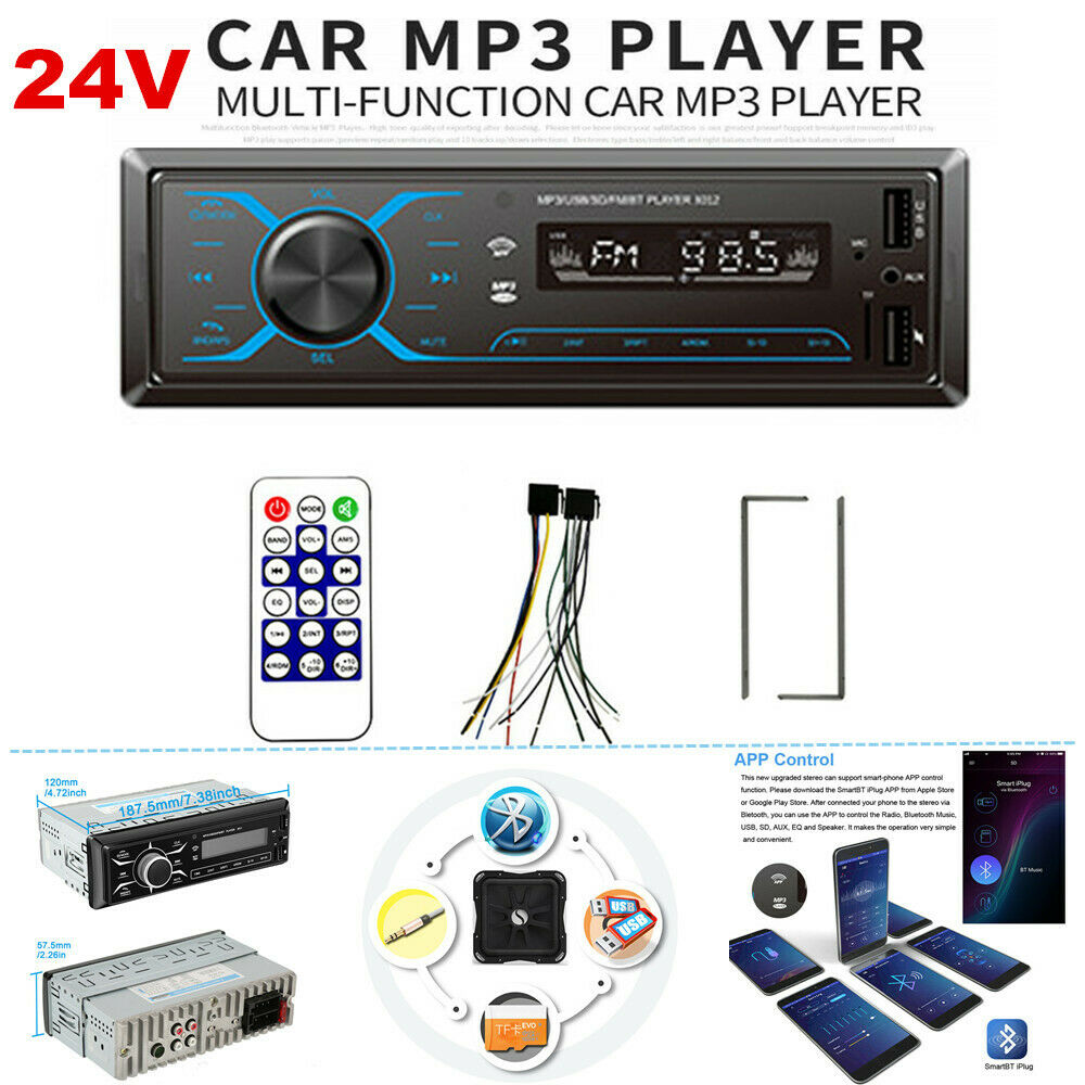 24V Trucks 4-Channel Digital Bluetooth Audio SD/FM/WMA/MP3 Radio Stereo Player