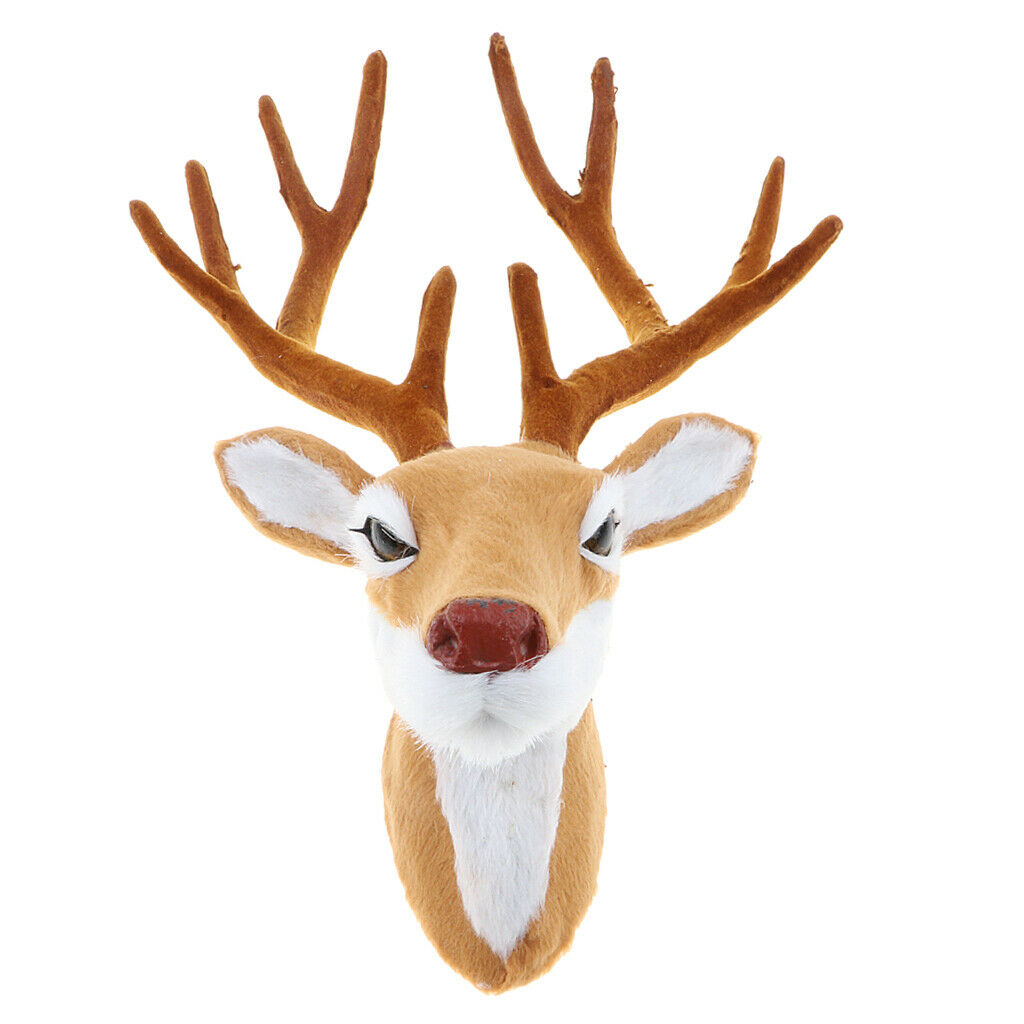 Animal Simulation Wall Sculpture, Yellow Faux Fur Deer Head Crafts Statues, Home