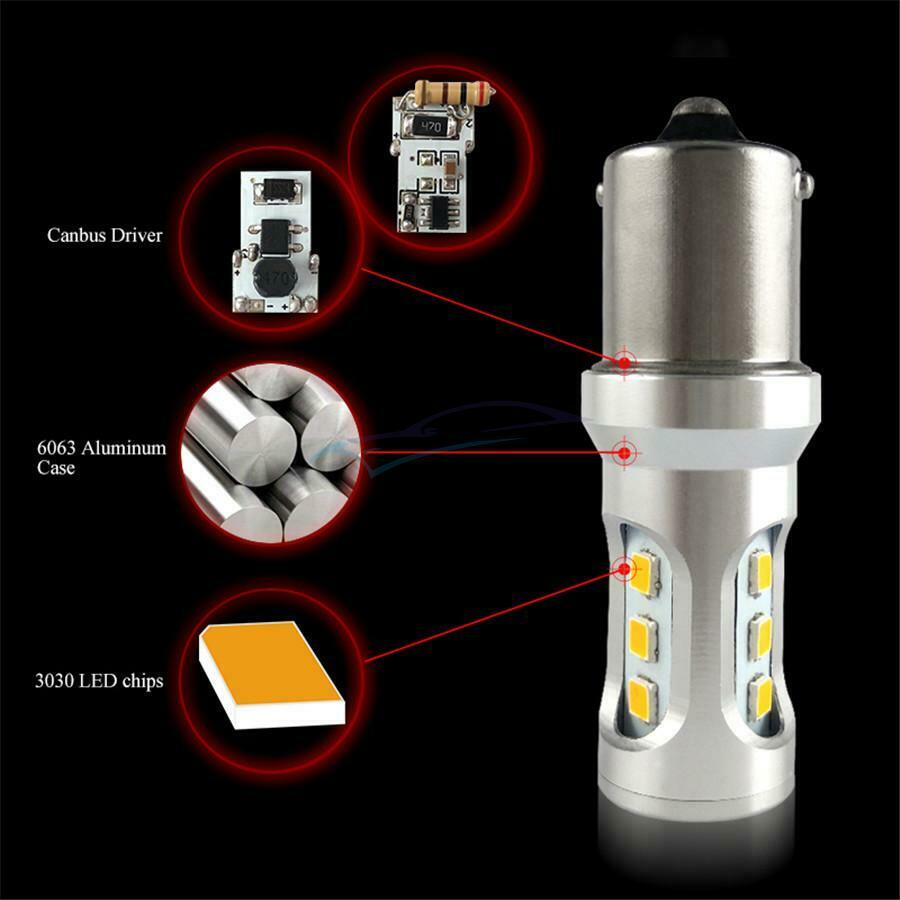 2 Pieces 6W 12V-24V Aluminum Metal Housing Car Tail Light Rear Brake LED Bulbs