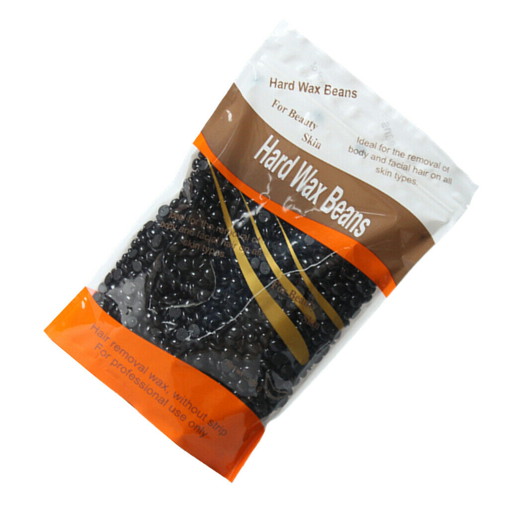 Depilatory Hard Wax Beans Beads Pellet Hair Removal with 50Pcs Wood Sticks