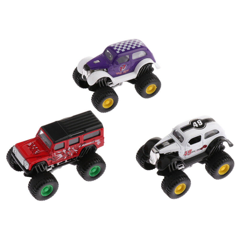 3 Pieces Assorted Car Toys - Mini Die-cast Cars And Pull Back Vehicles For