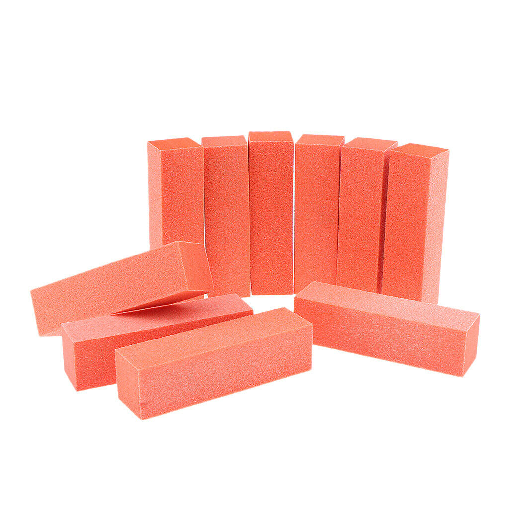 10Pcs Nail Art Buffer Files Block Manicure Buffing Sanding Polish Orange Red