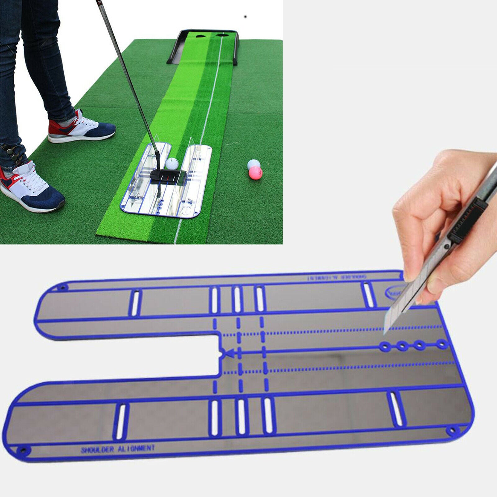 Putting Mirror Portable Golf Training Aid Putter Swing Line Trainer Eye