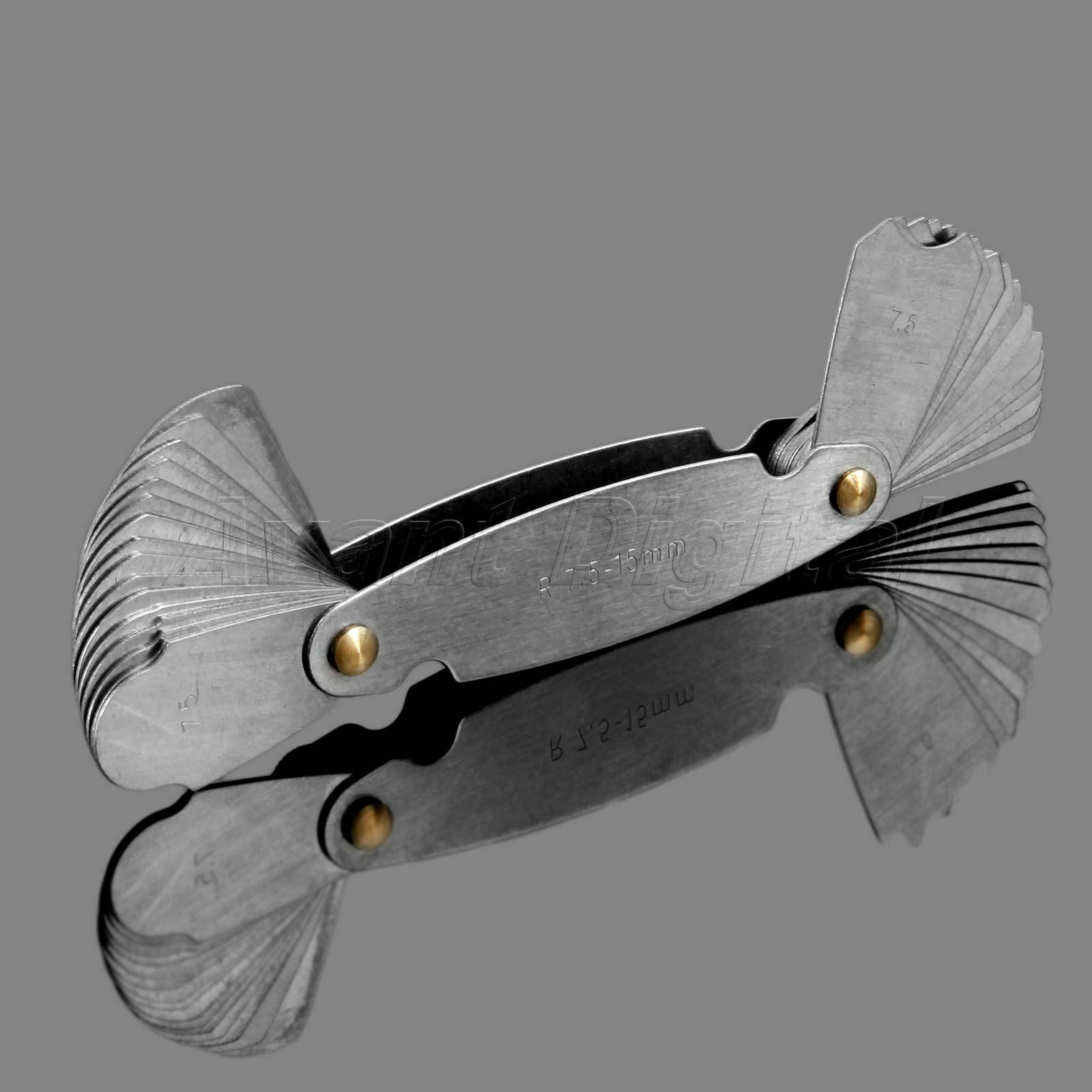 Radius Gauge Gage Fillet Set R 7.5mm to 15mm Blades Metal Measuring Hand Tool