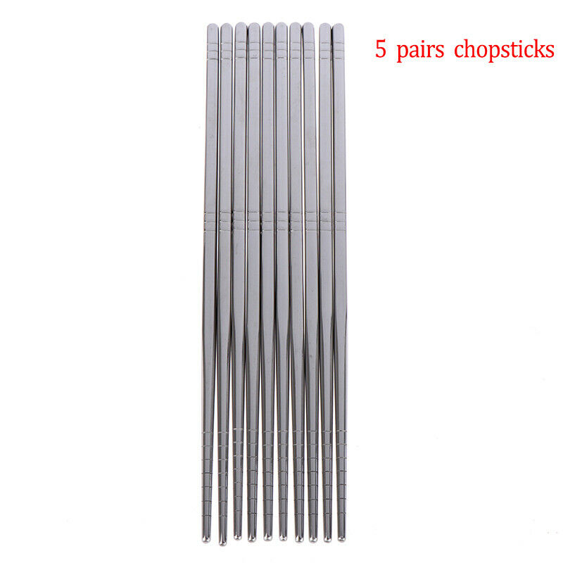 5 Pairs/Set Chinese Metal Chopsticks Non-Slip Stainless Steel Chop Stic.l8