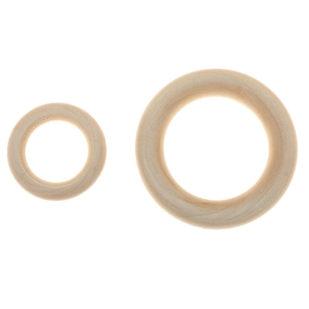 20 Mini Natural Wood Loop Blank Wooden Ring Scrapbooking Jewelry Findings 3.5cm