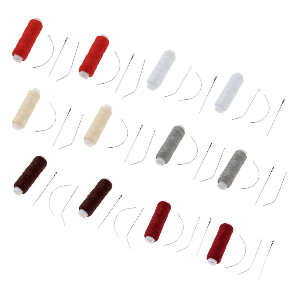 12pcs Hair Track Weft Thread&Hair Weave Sewing Needles for Hair Extentions